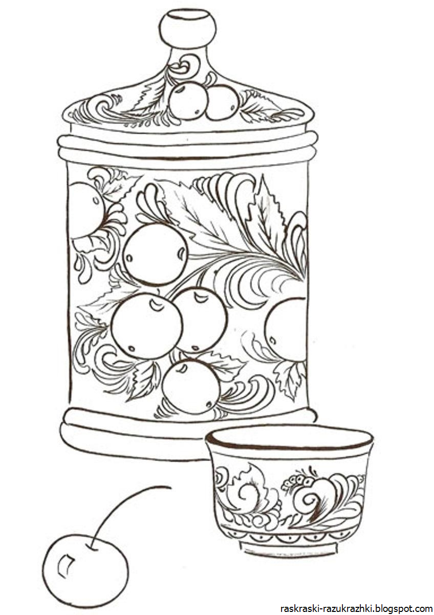 Трафарет гжельской росписи для детей