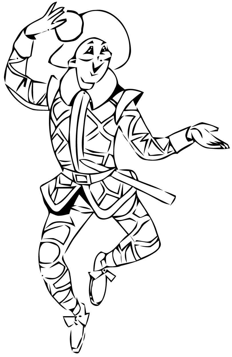 Скоморох для раскрашивания