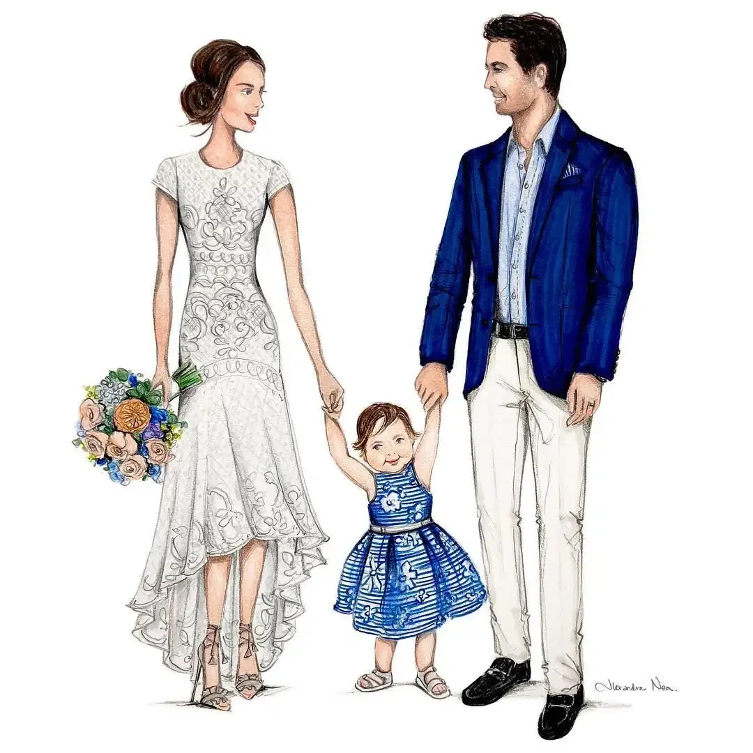 Стильная семья рисунок