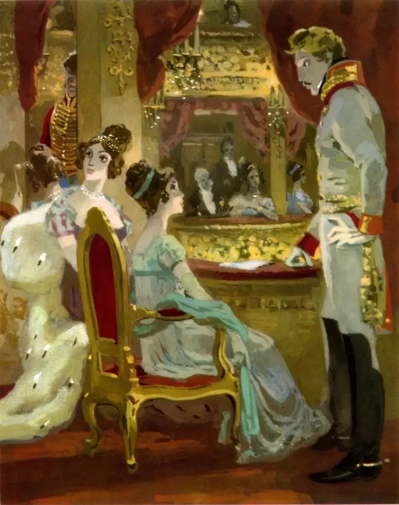 Наташа Ростова и Анатоль Курагин иллюстрация