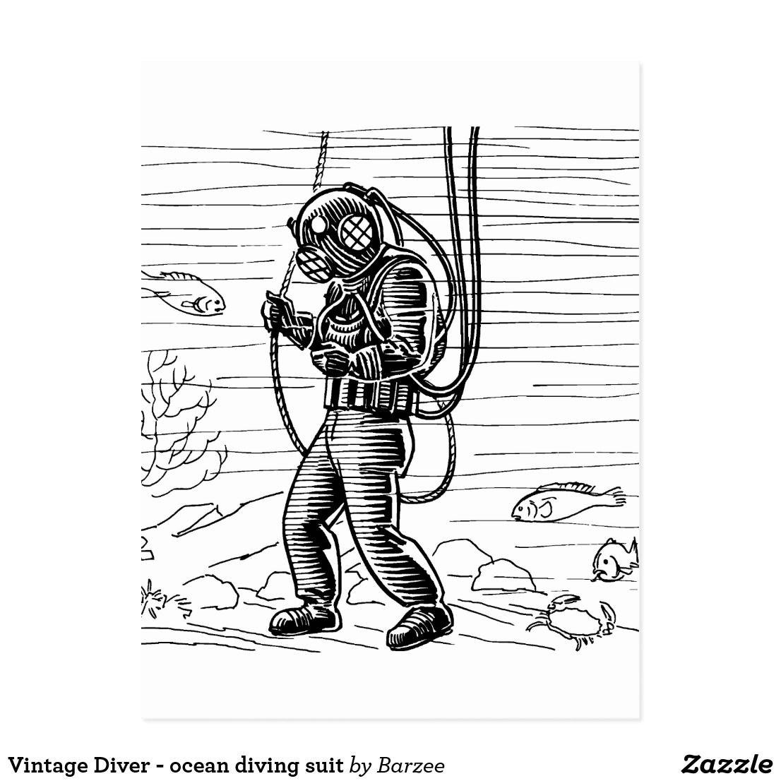 Водолаз трафарет