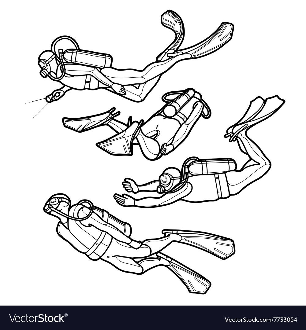 Аквалангист рисунок простой