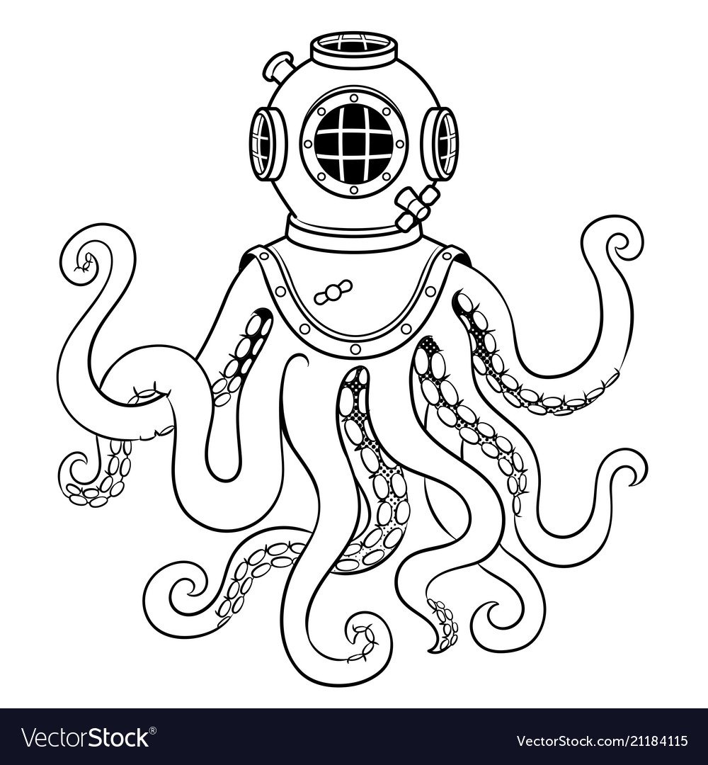 Аквалангист рисунок карандашом