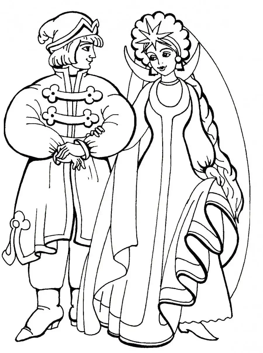 Раскраски сказки Пушкина о царе Салтане