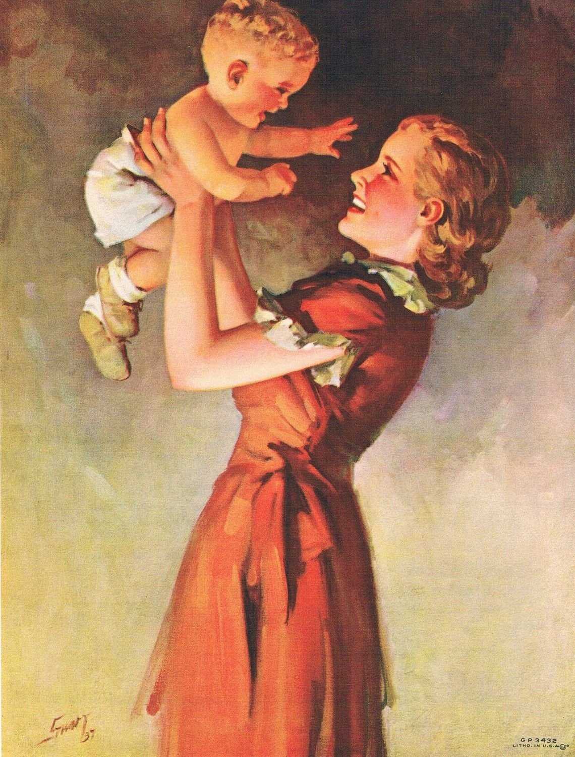 Мать и ребенок Винтажная открытка