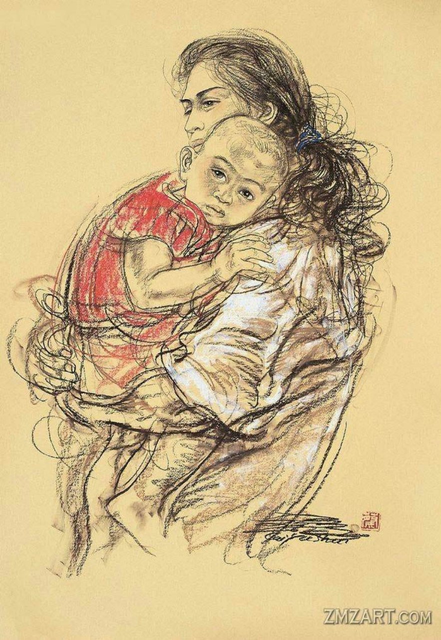Зарисовка мать и дитя