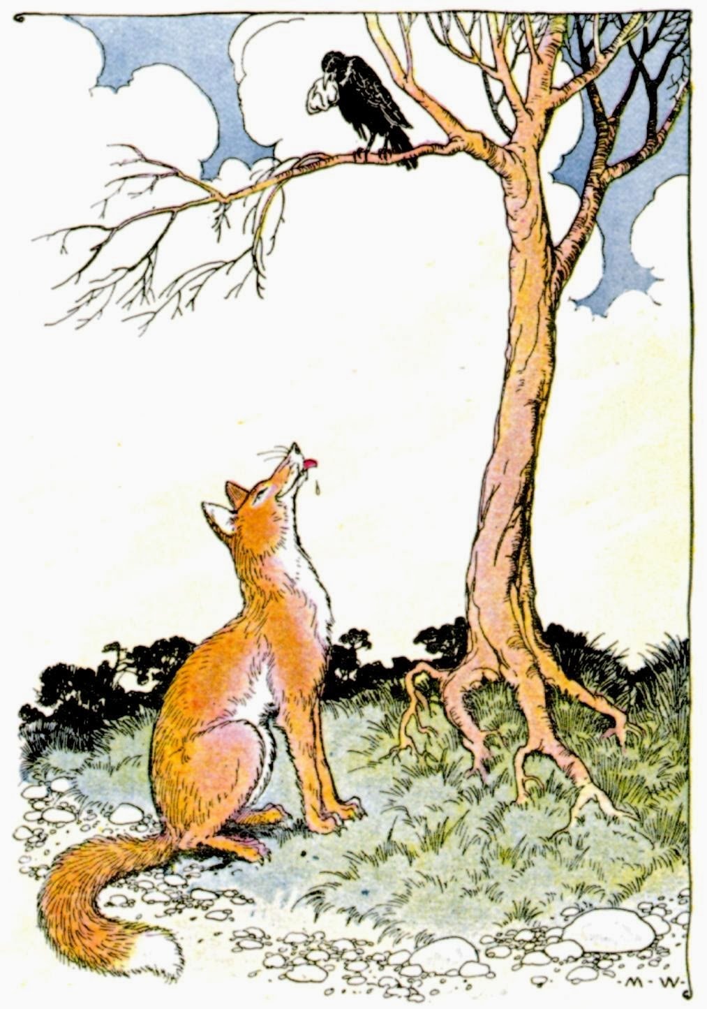 Басня ворона и лисица Жан де Лафонтен