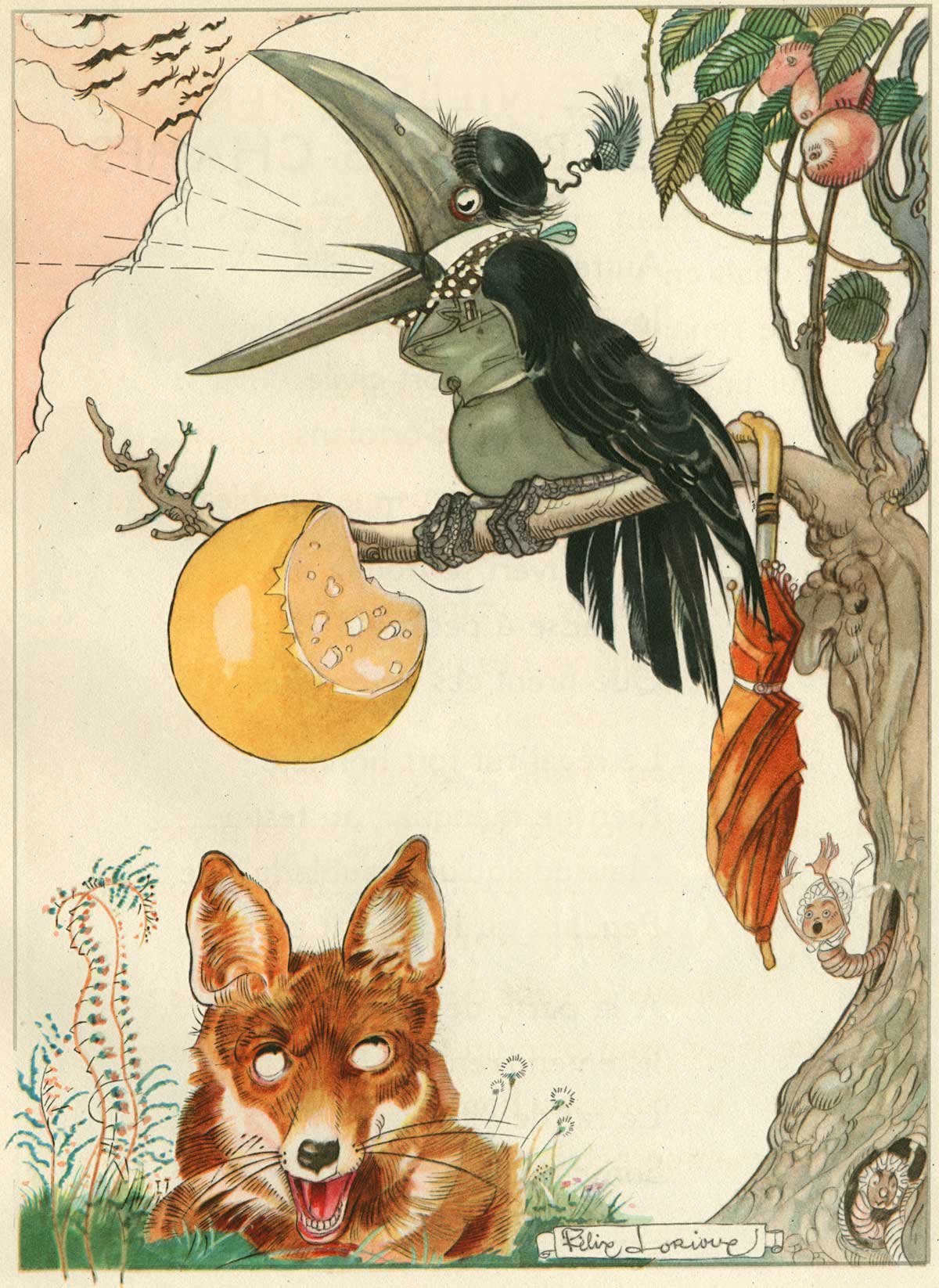 Рисунок к басне ворон и лисица