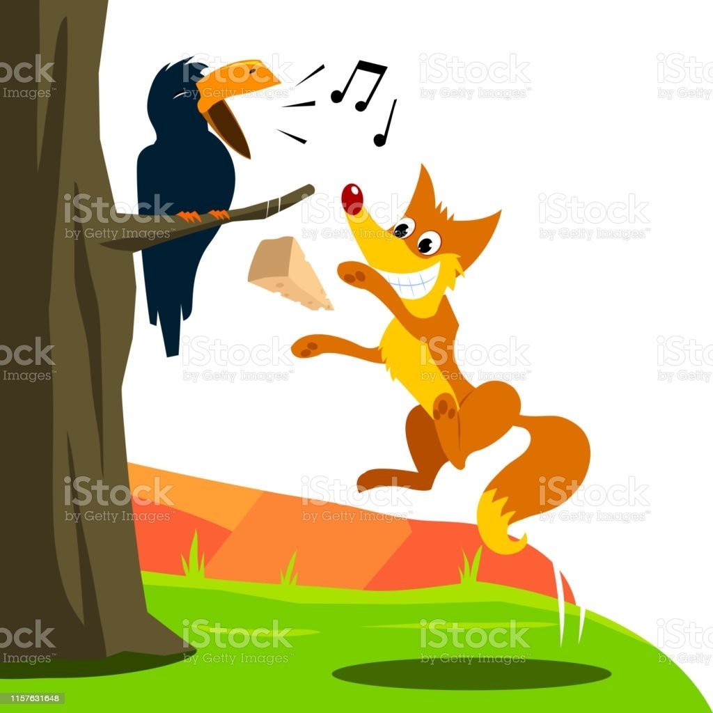 Иллюстрация к басне ворона и лисица