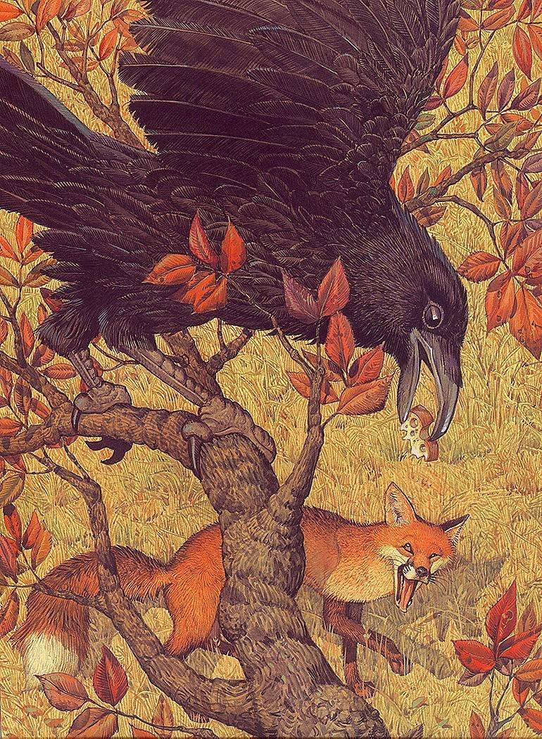 Ворона и лиса картинки