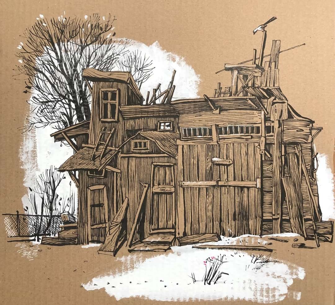 Дом гелевой ручкой