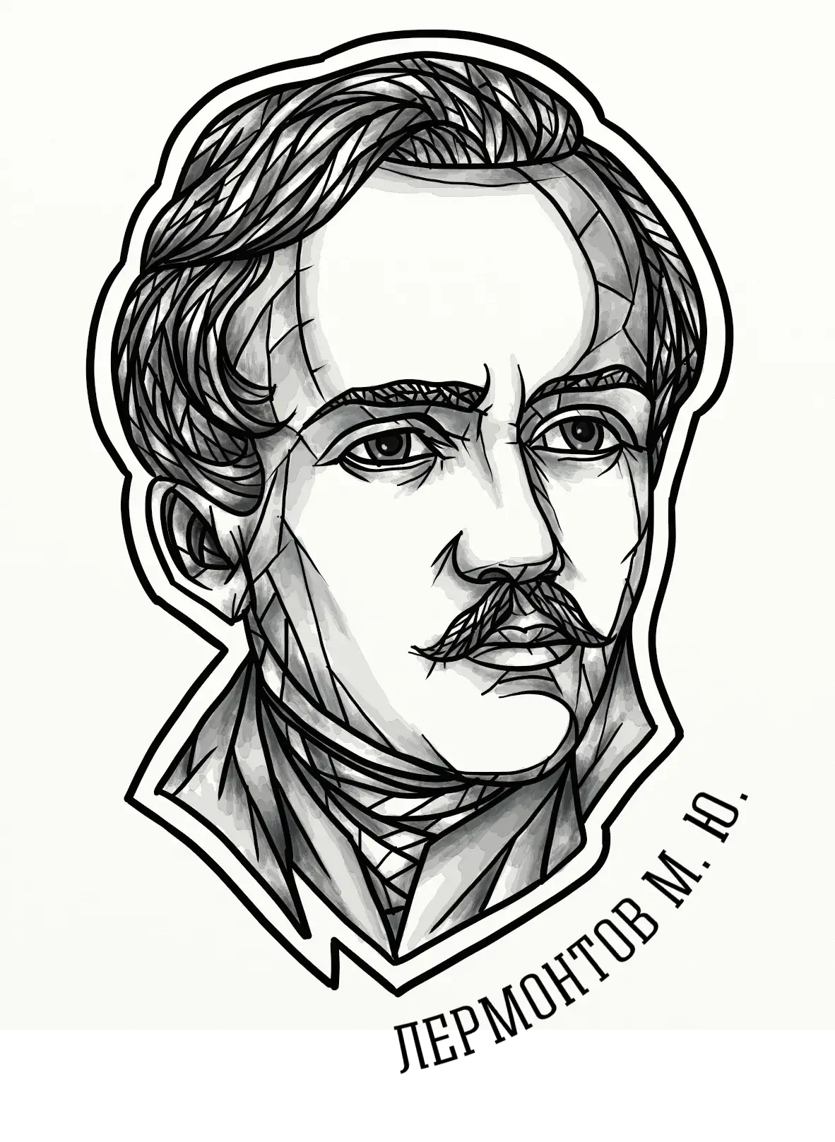 Стикеры с писателями Лермонтов