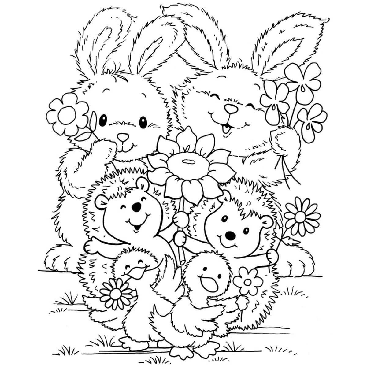 Зверята. Раскраска