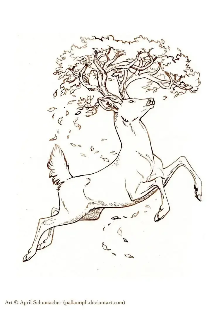 Олень в прыжке рисунок