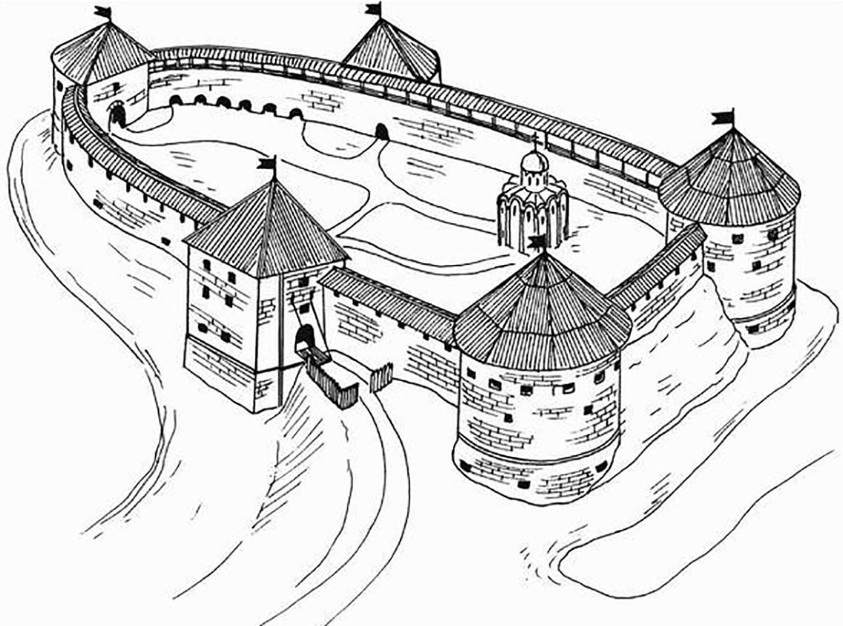 Раскраска русская крепость