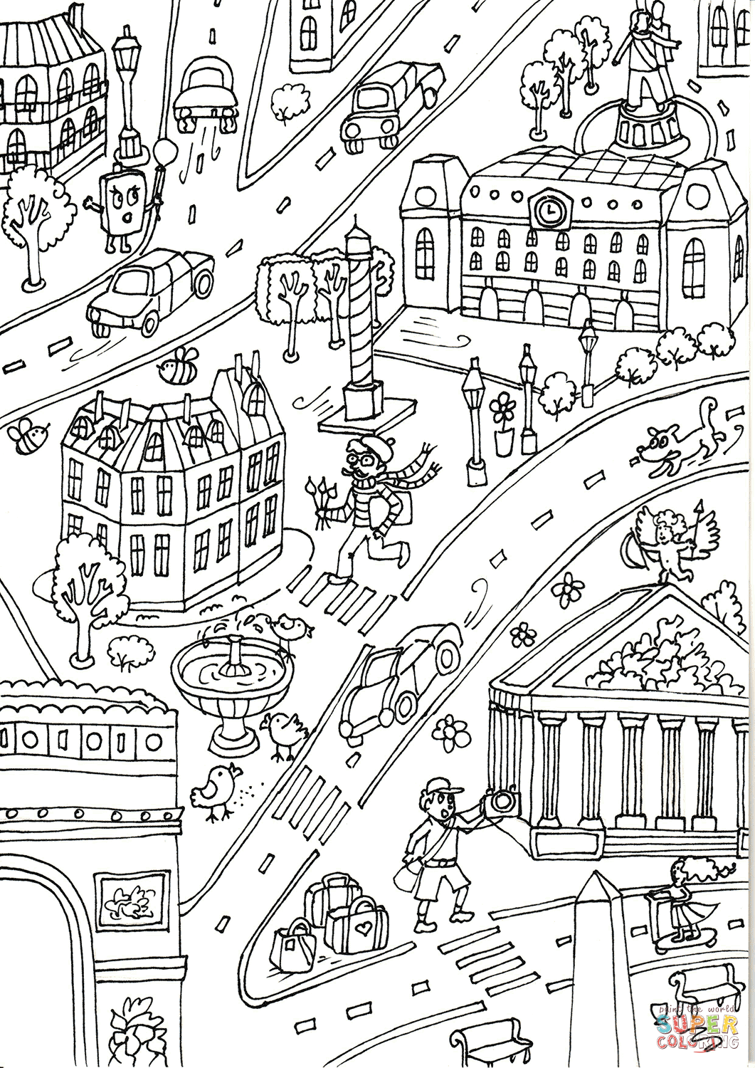 План города раскраска