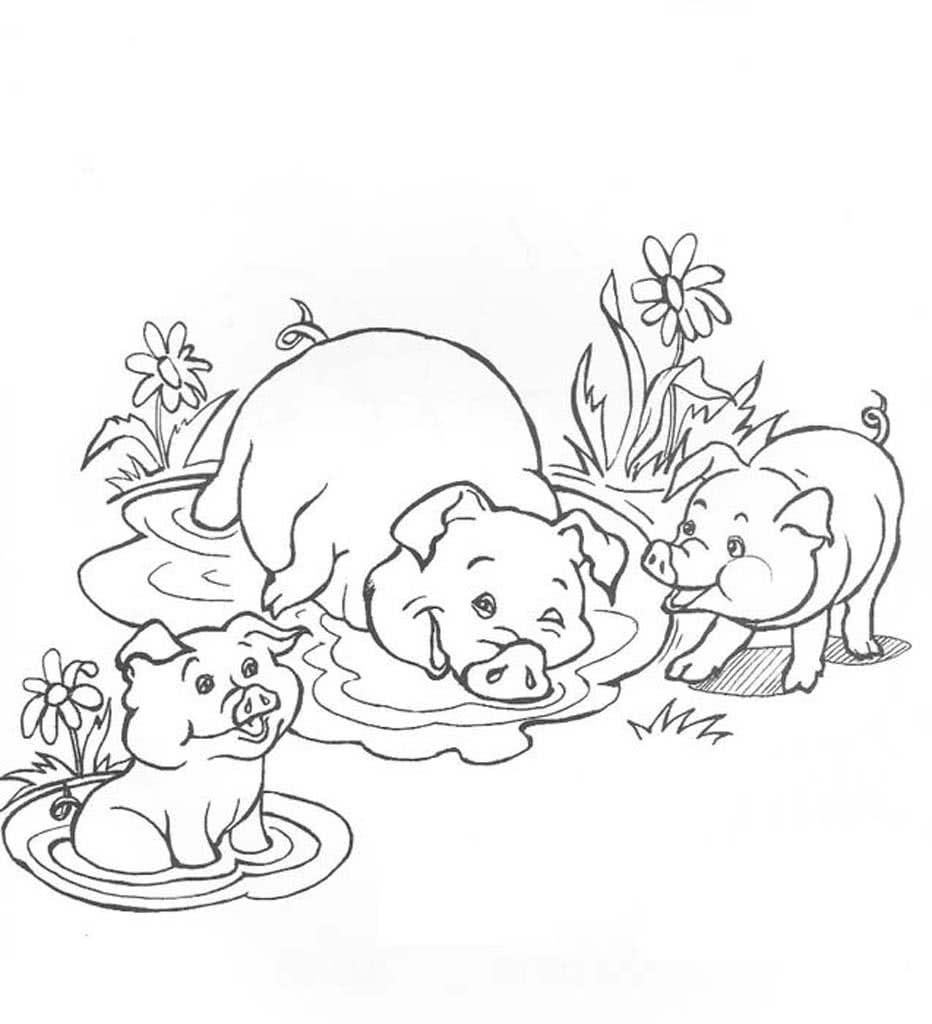 Раскраска корова с теленком