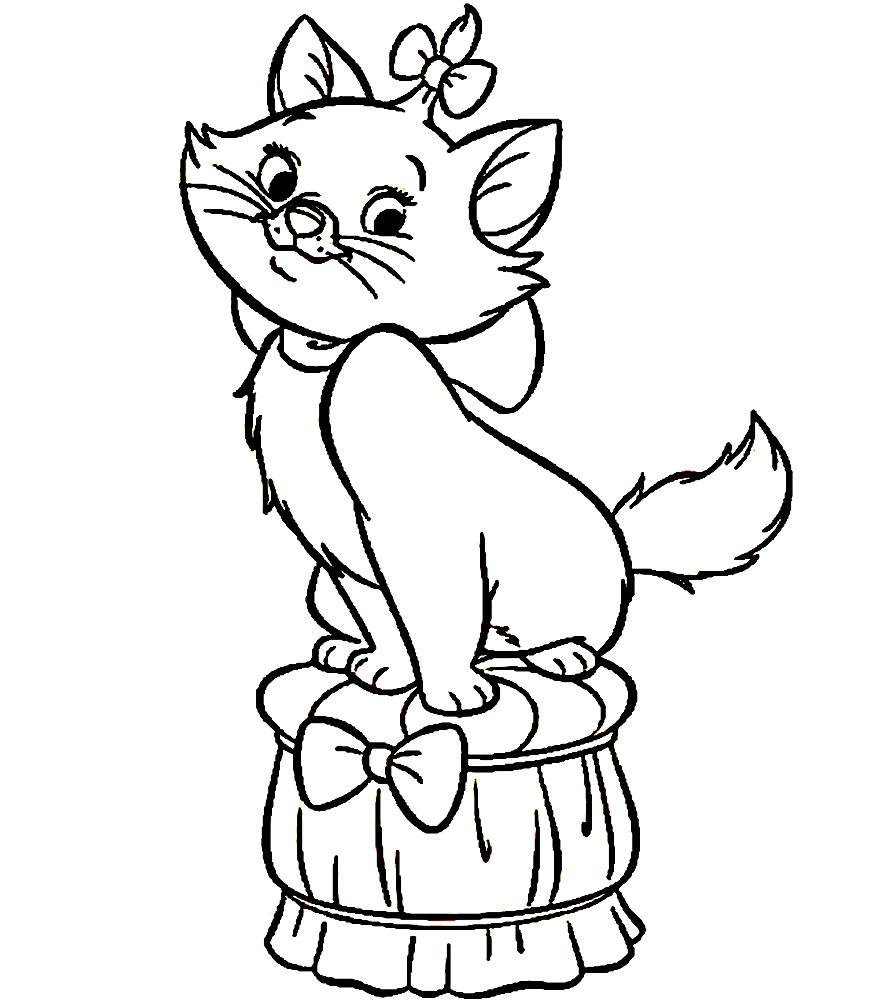 Раскраска кошка с котятами