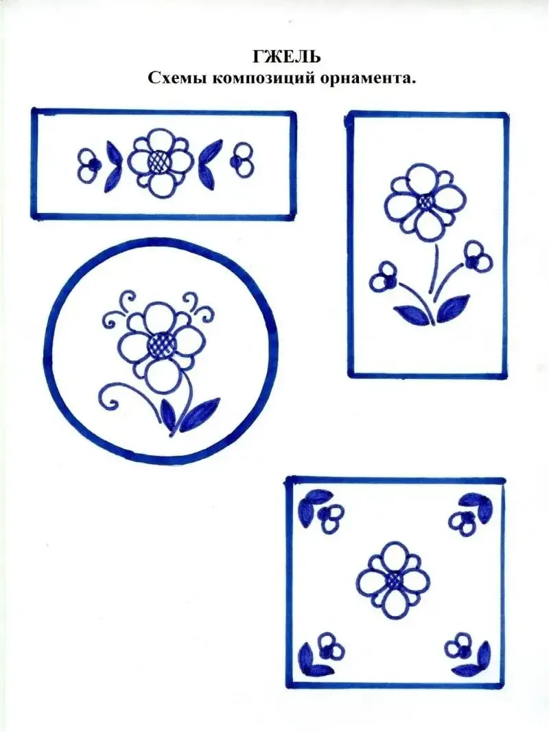 Гжель элементы узора для детей