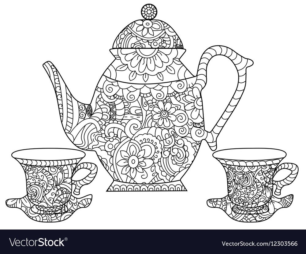 Раскраска антистресс чайник