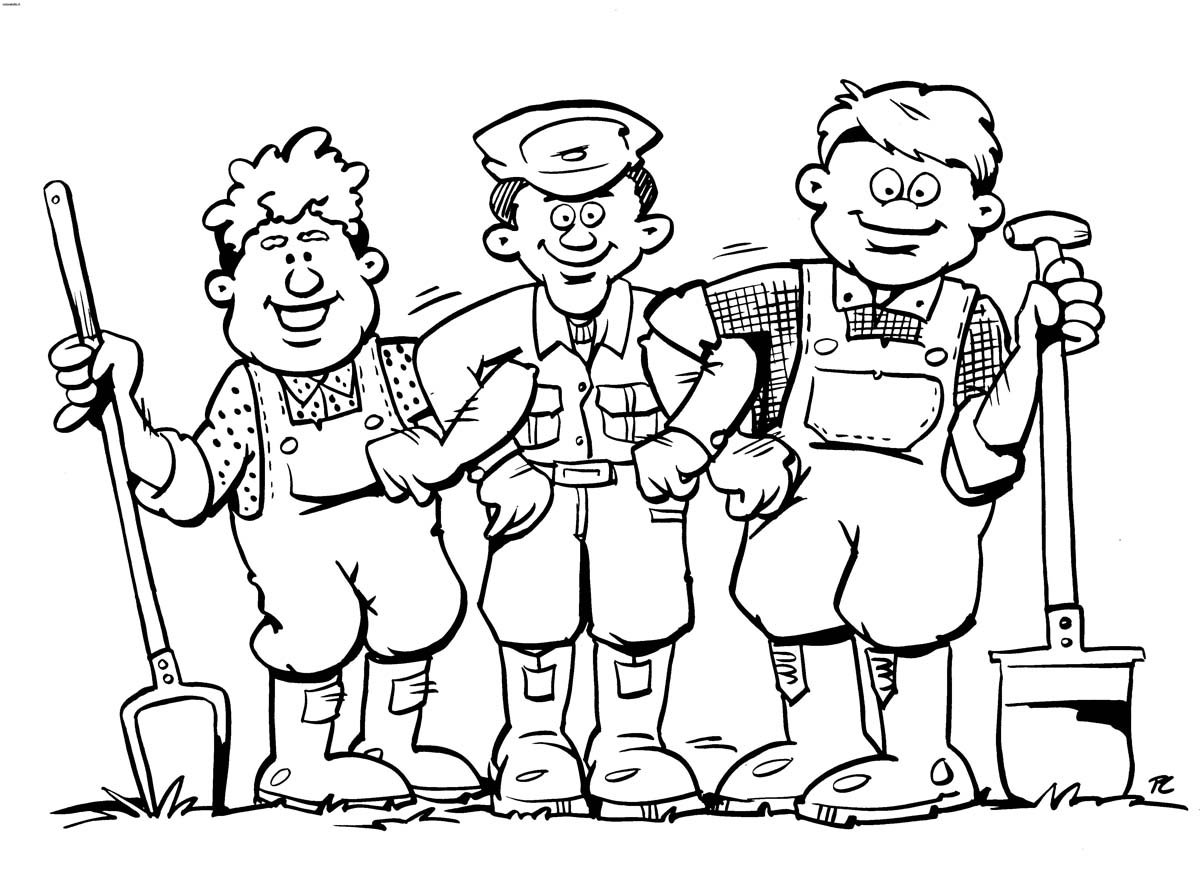 Строитель раскраска для детей