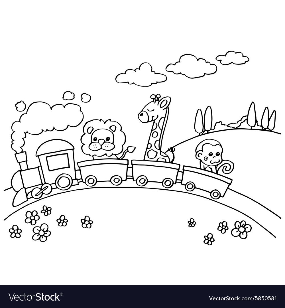 Путешествие на поезде раскраски для детей