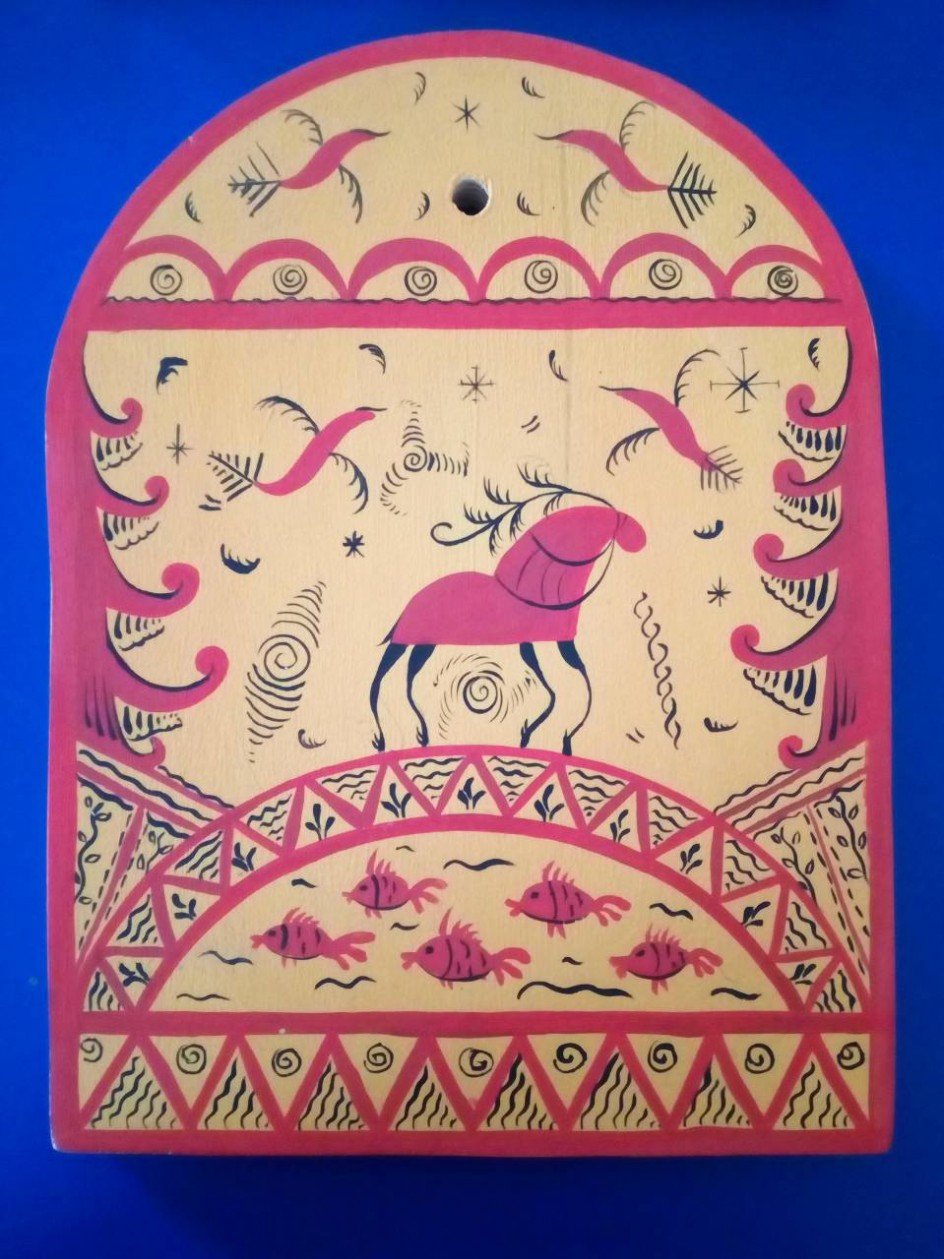 Красный конь в мезенской росписи