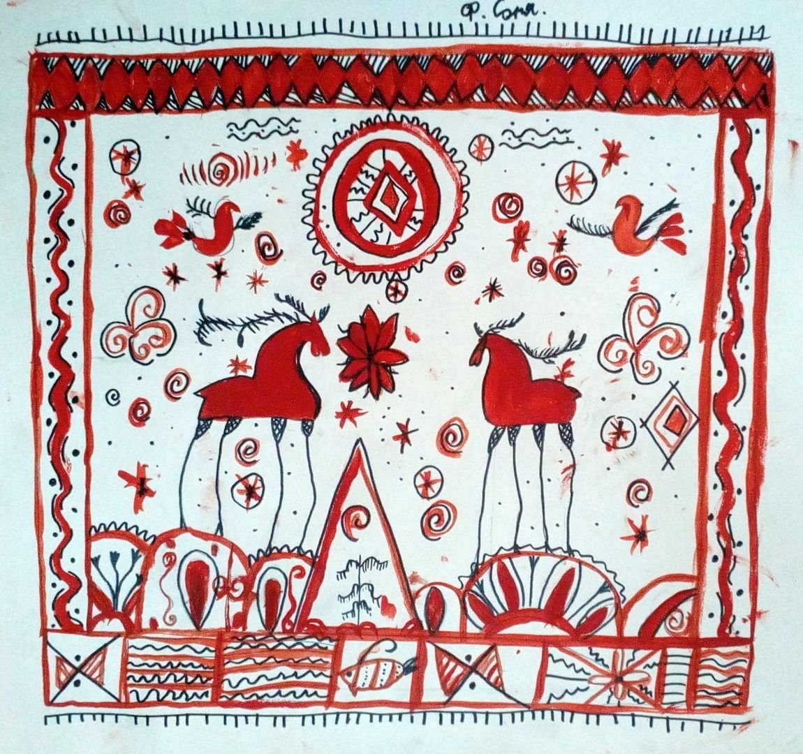 Мезенская лошадка шаблоны для рисования