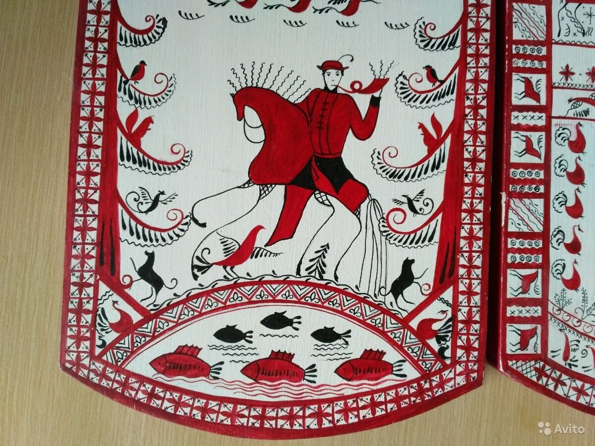 Мезенская роспись Илья Муромец