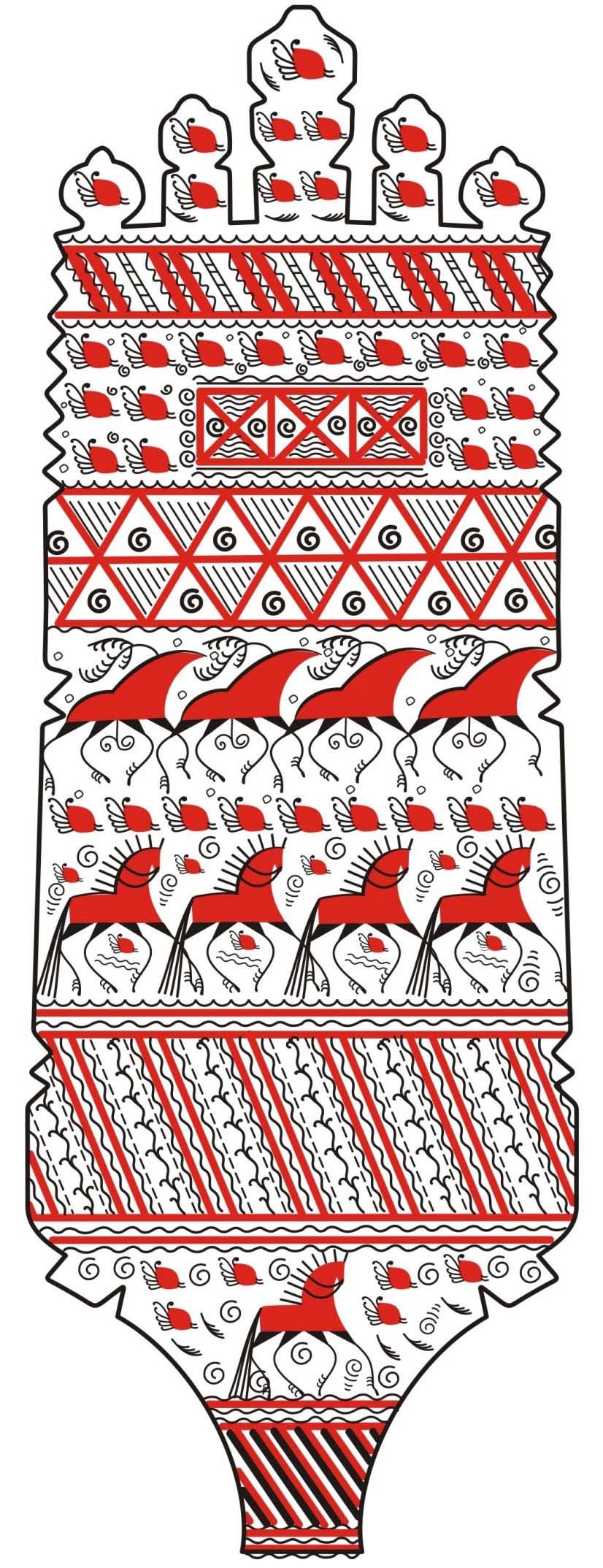 Мезенская роспись круговой орнамент