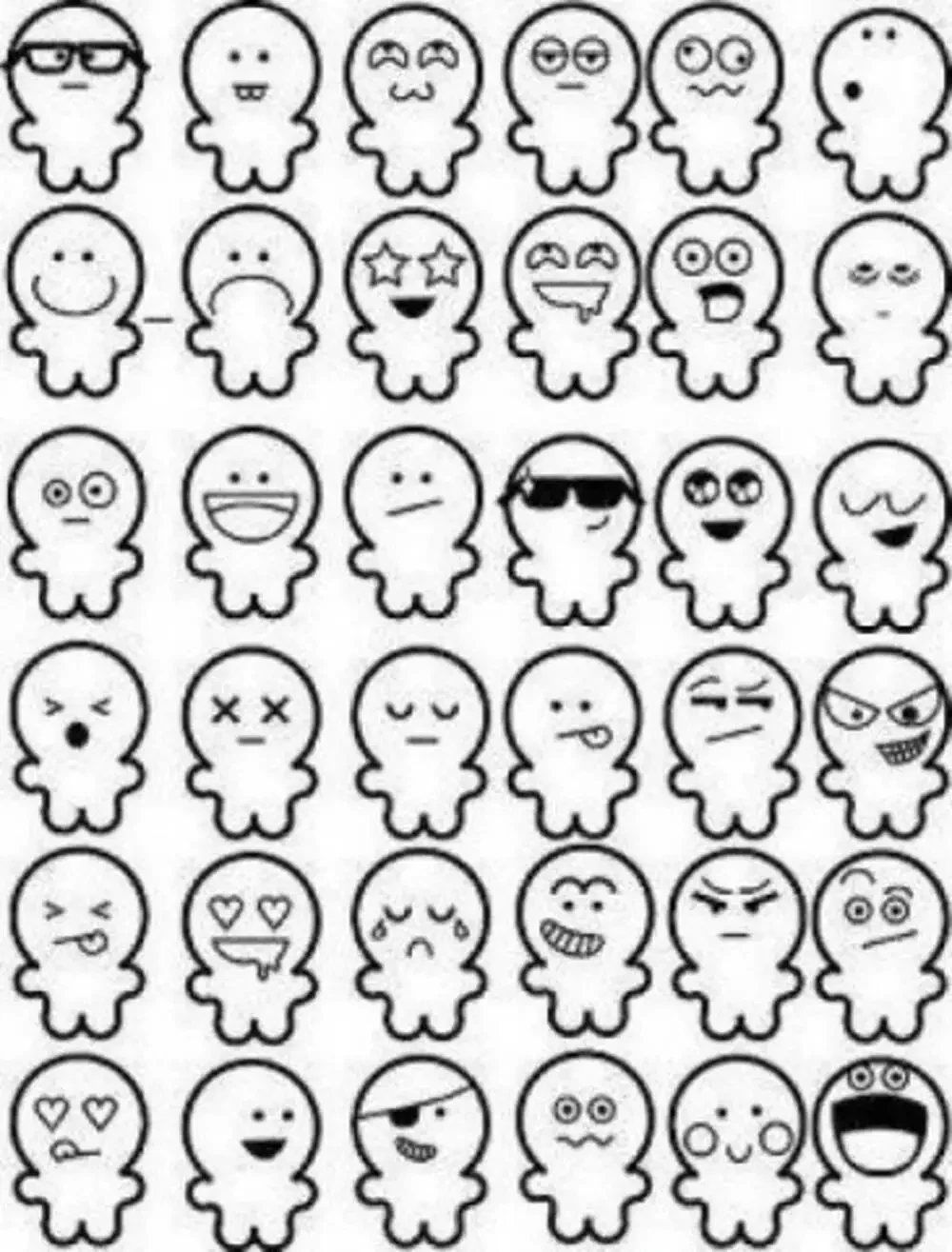 Раскраски для наклеек смайлики