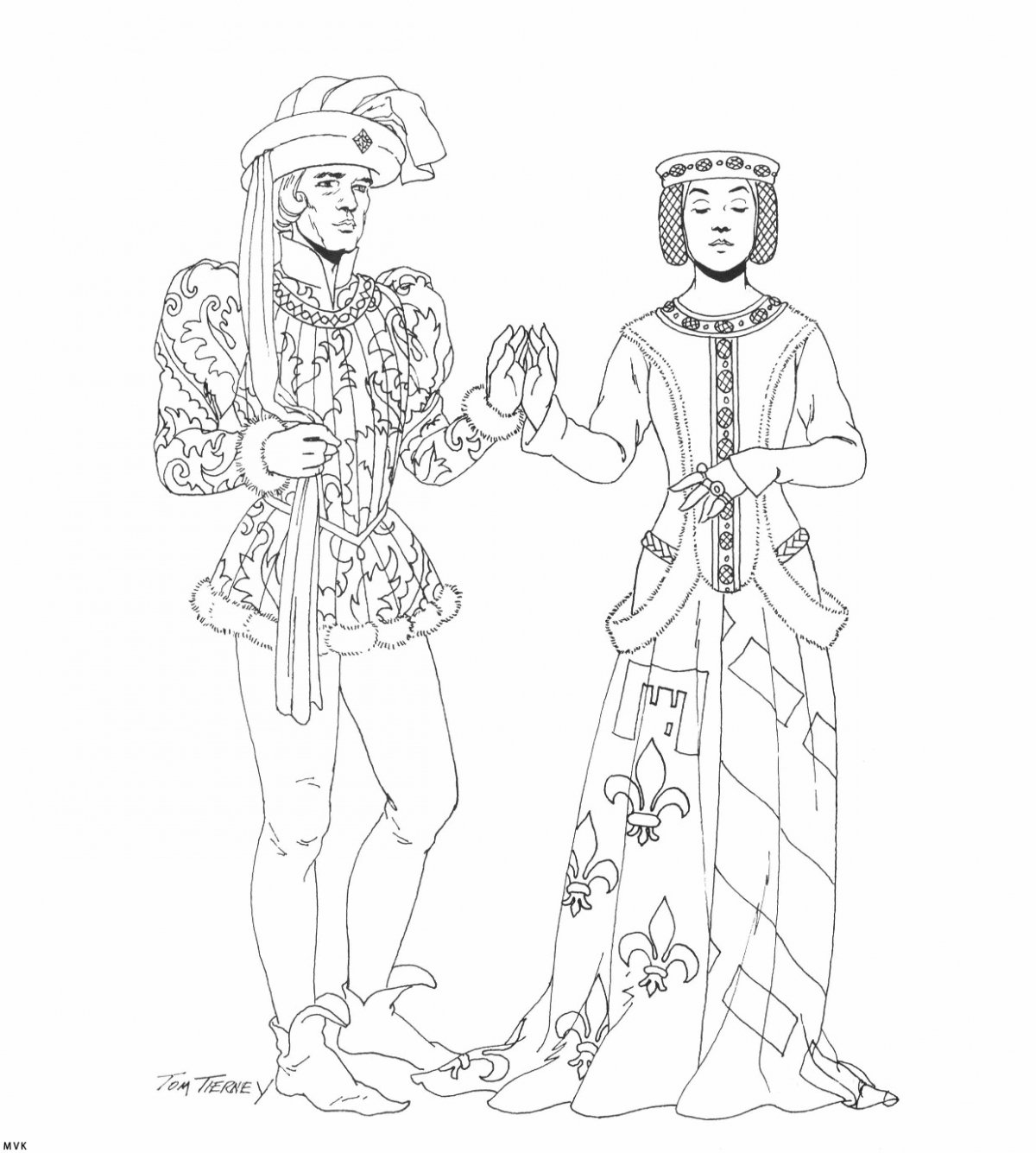 Костюм средневековья раскраска