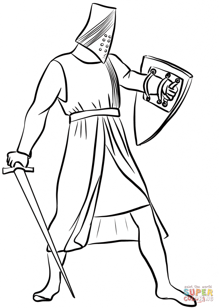 Раскраска Рыцарский замок средневековья