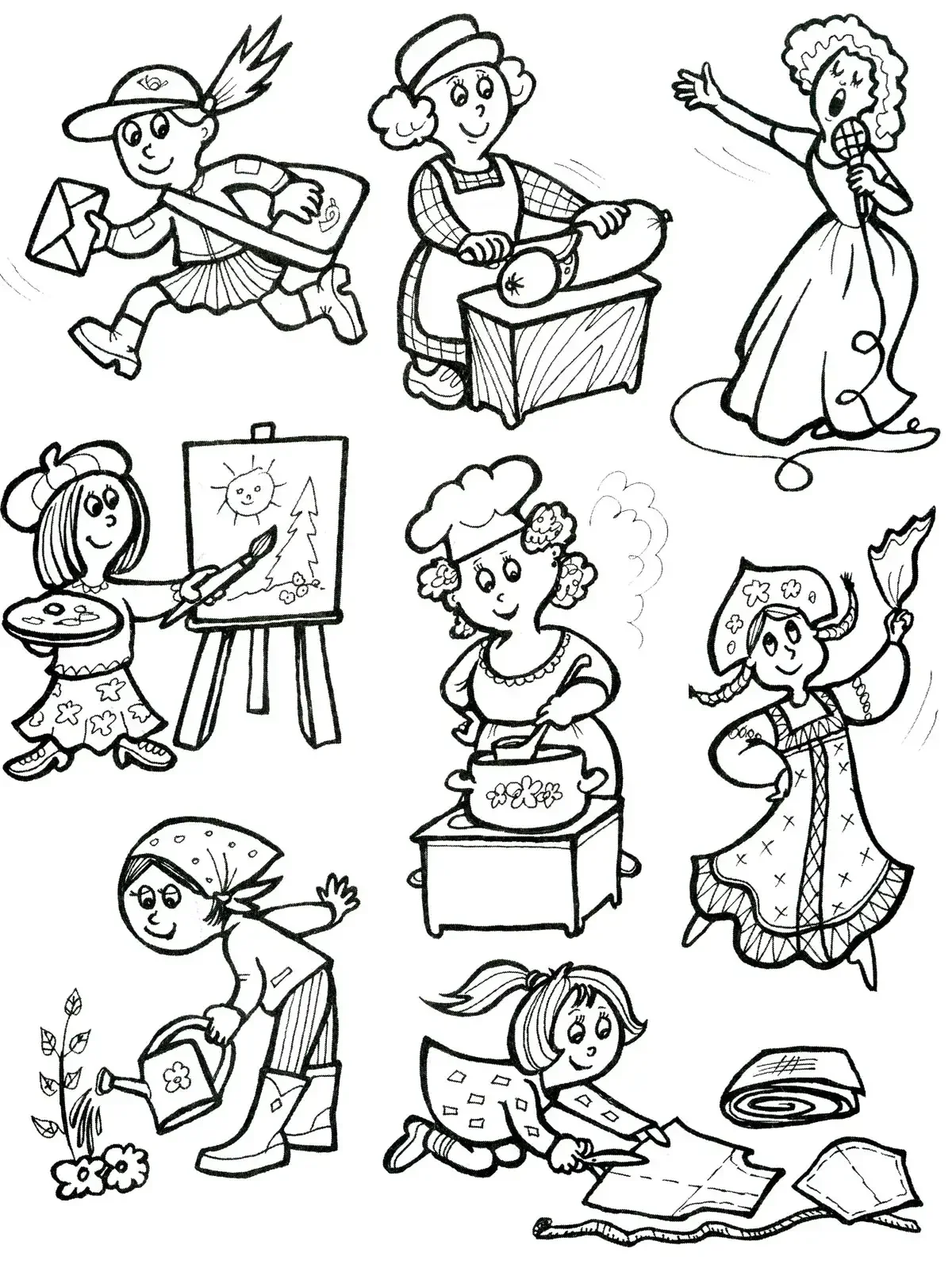 Швея раскраска для детей