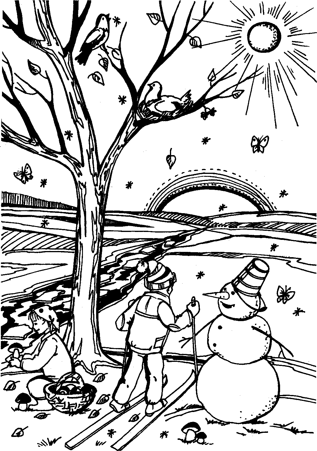 В лесу. Раскраска