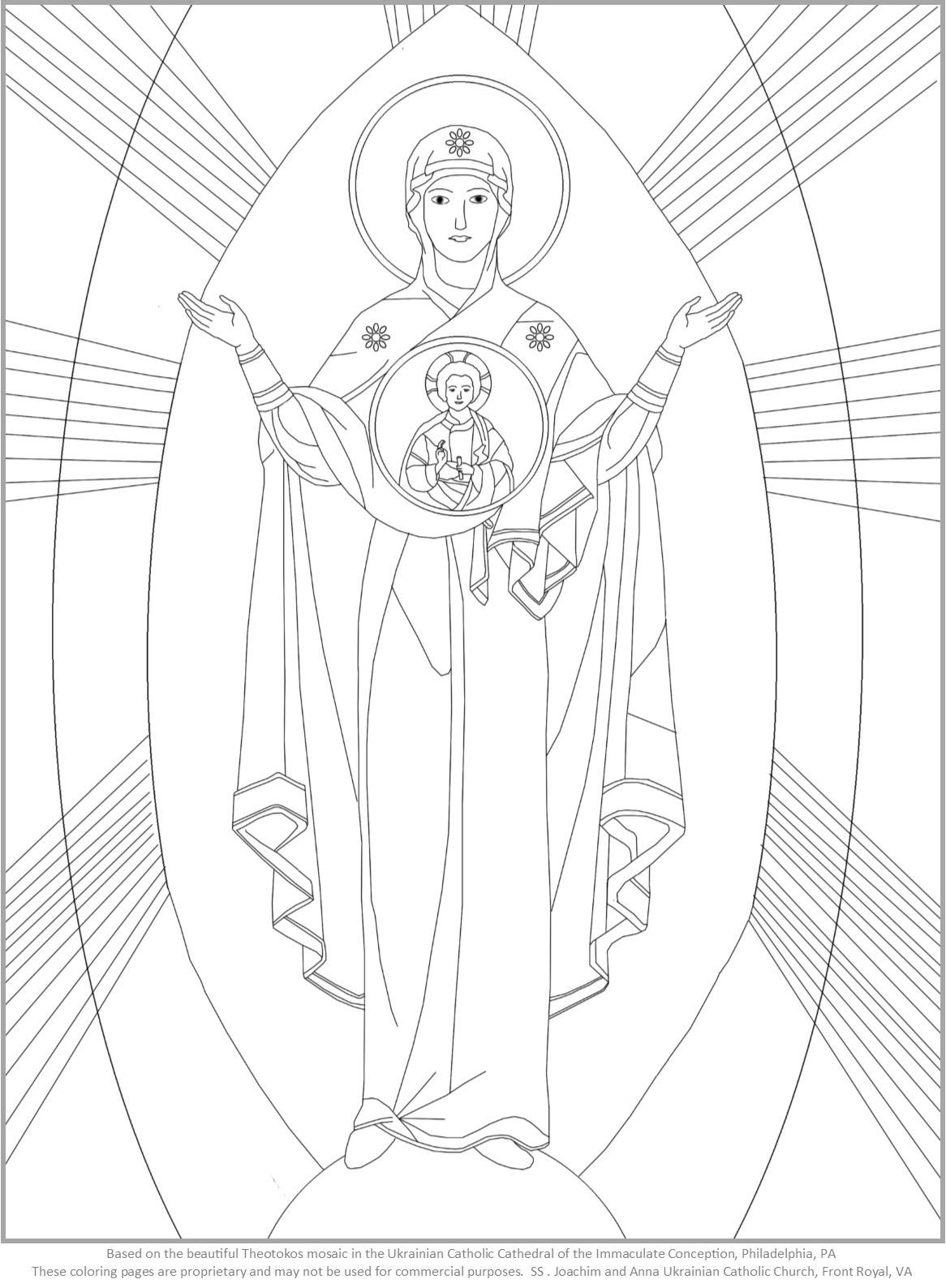 Раскраска Покров Пресвятой Богородицы для детей