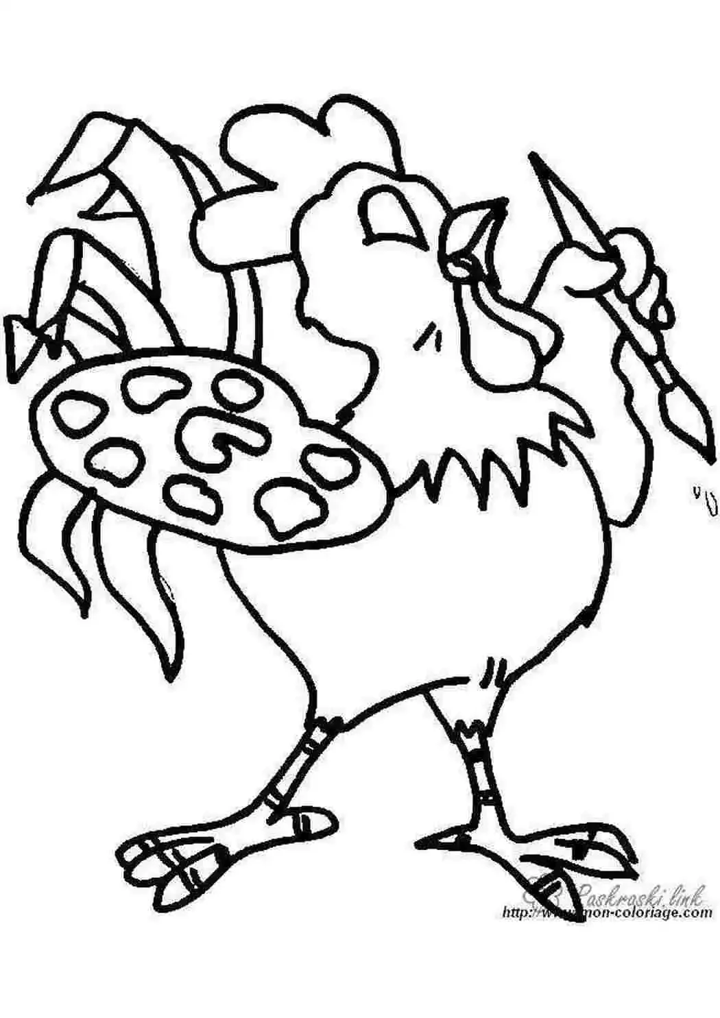 Петушок и краски раскраска