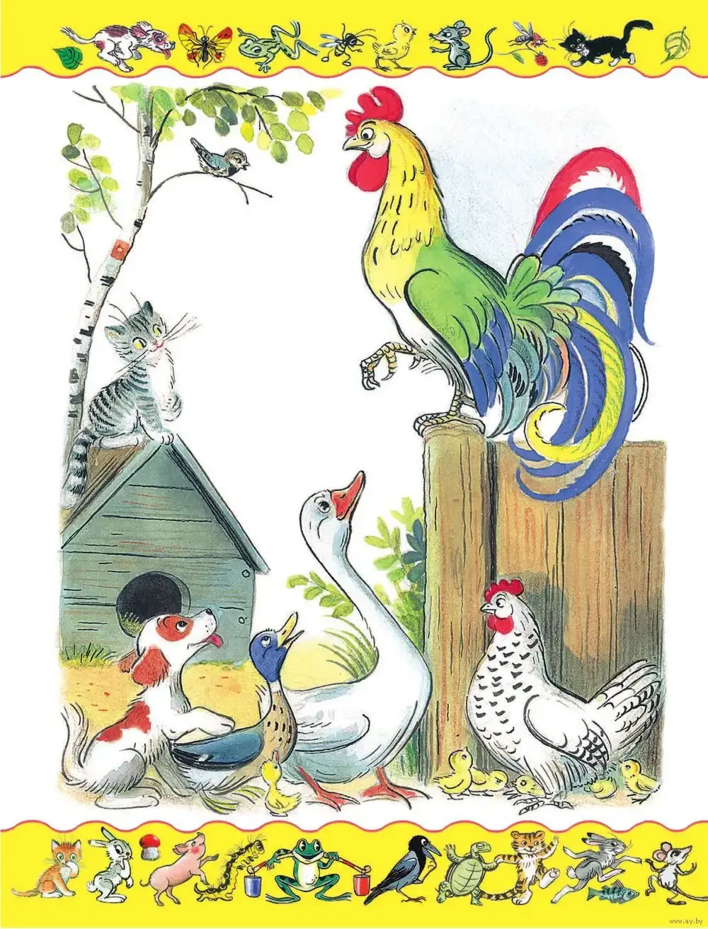 Силуэт петушка для раскрашивания