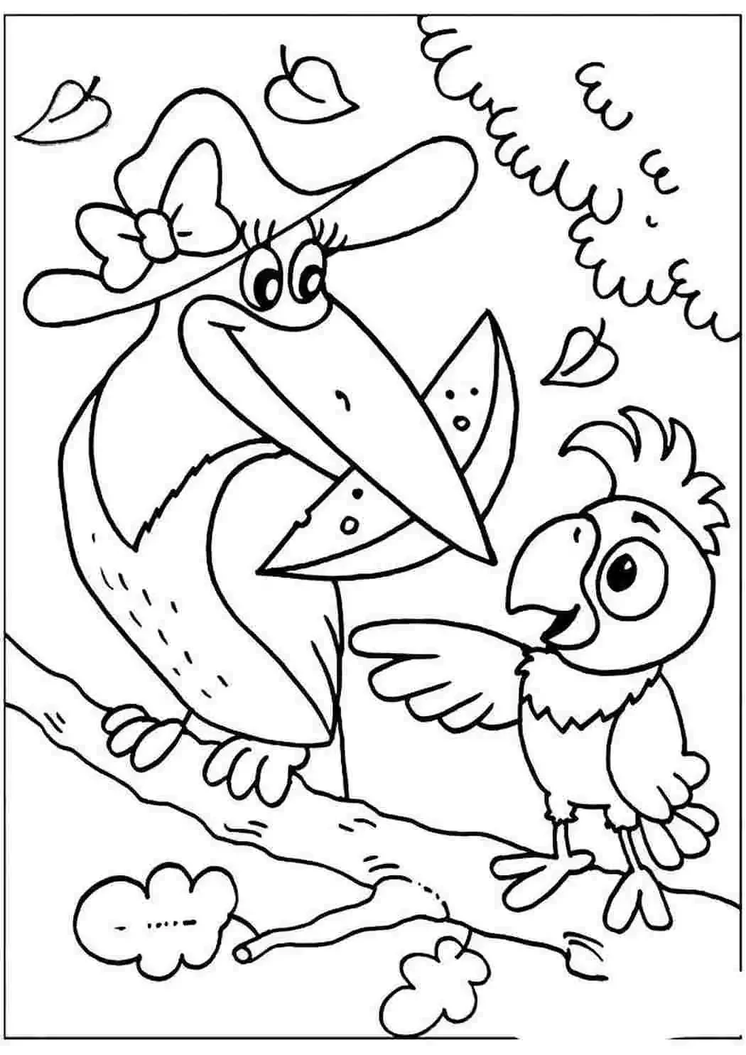 Раскраска смешная ворона