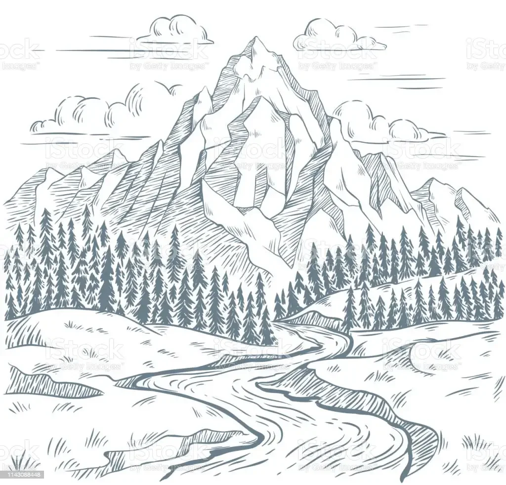 Горы раскраска для детей