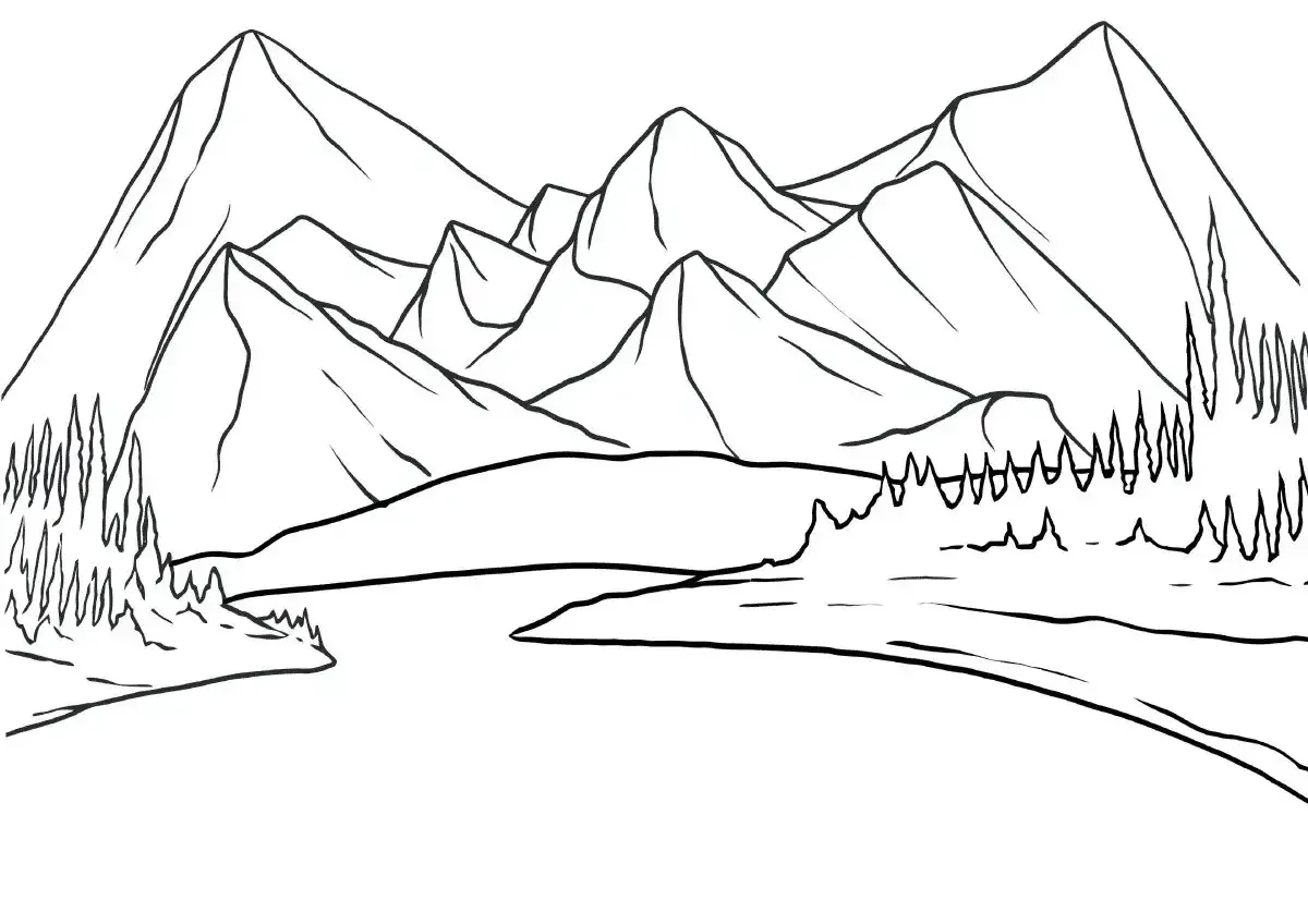 Горы раскраска для детей