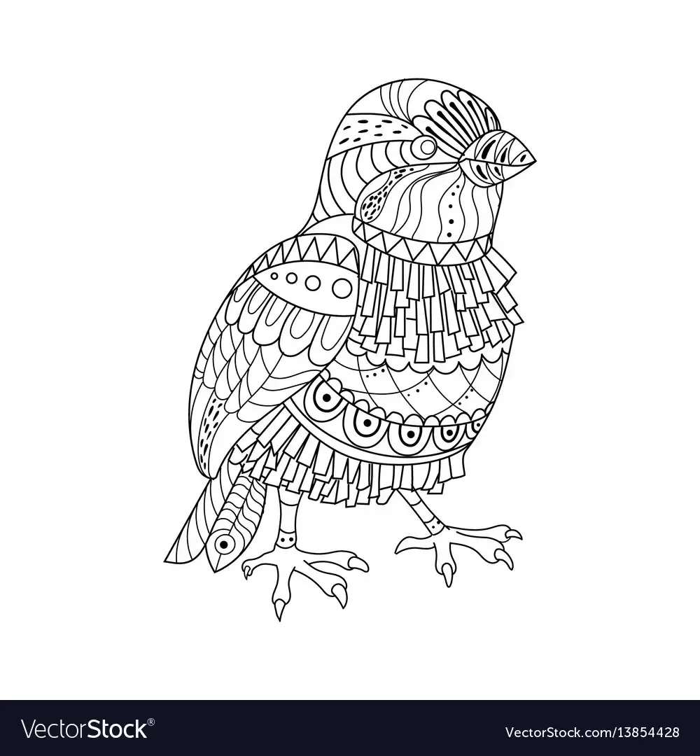 Воробей раскраска сказочный