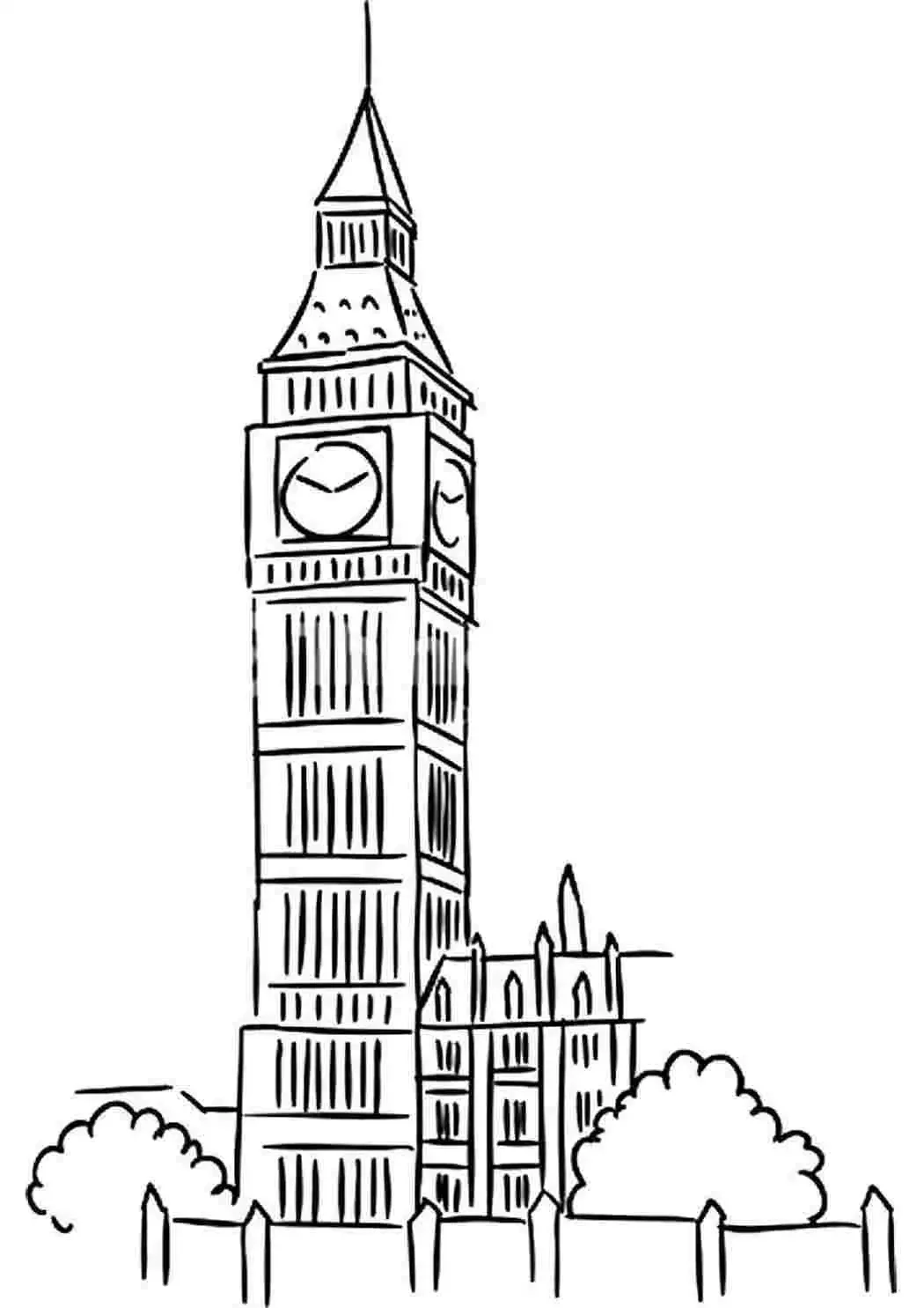 Башня с часами раскраска для детей