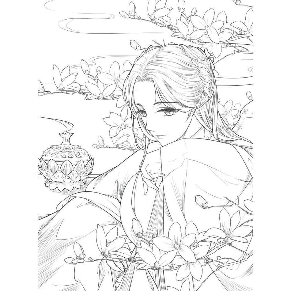 Раскраска японская девочка