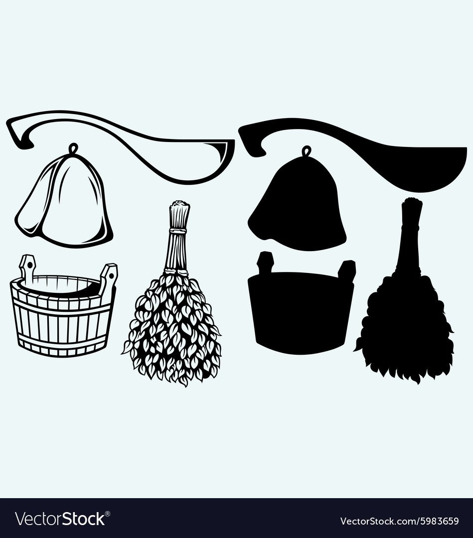 Банный веник вектор силуэт