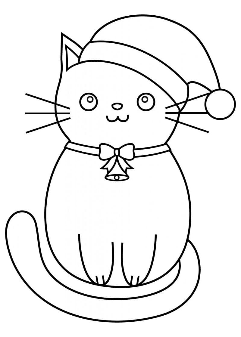 Раскраска новогодний котик