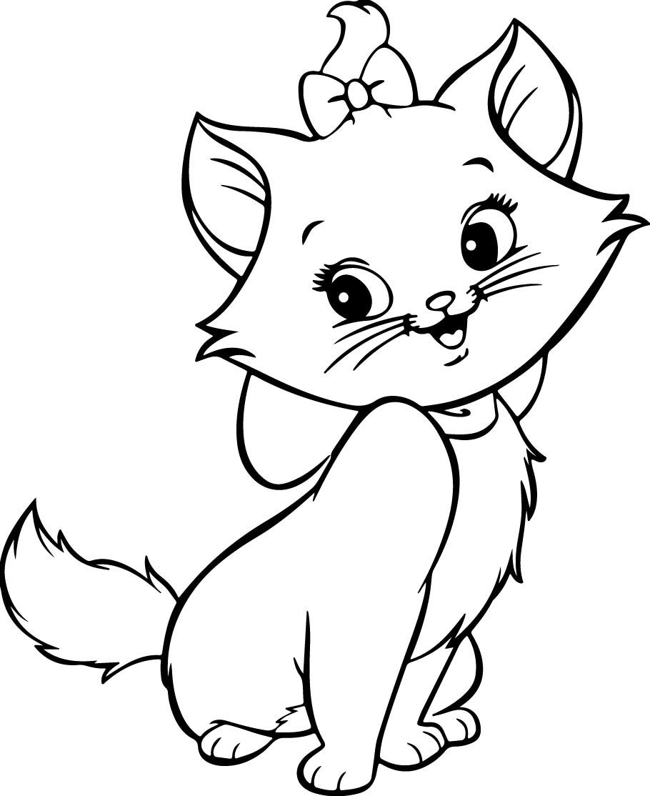 Раскраска котенок с бантиком