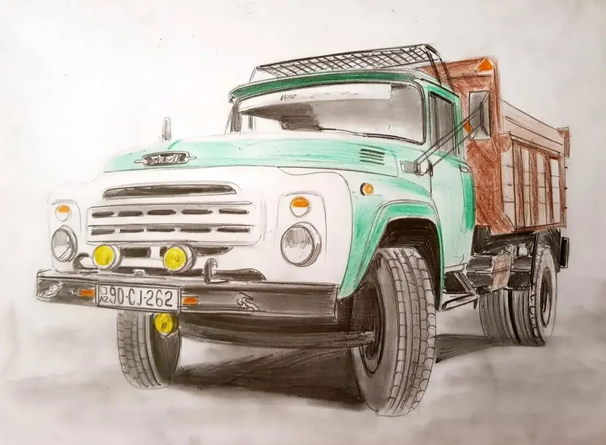 Грузовик акварель