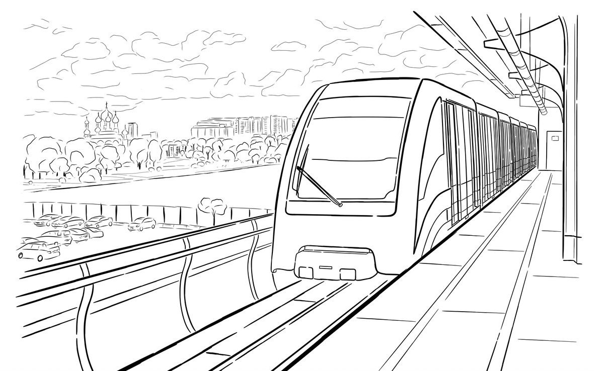 Поезд метро раскраска