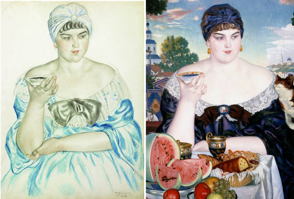 Борис Кустодиев Купчиха за чаем 1918